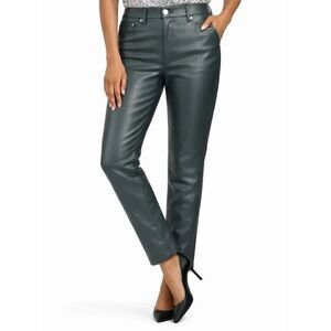 7 for All Mankind Faux Leather Skinny Pants High Waist Dark Gray Small